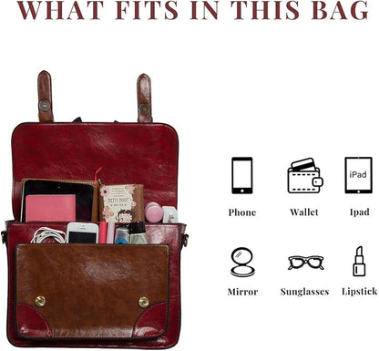 ECOSUSI Vintage Crossbody Messenger Bag Satchel Purse Handbag Briefcase for Women