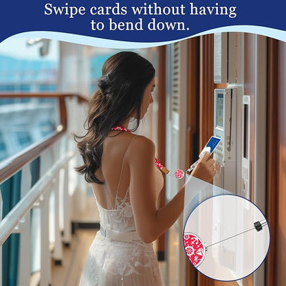 Giancomics Lanyards for Cruise Ships Cards Key, Lanyards with Retractable Badge Reel, Cute Waterproof ID Badge Holder Cruise Essentials Must Haves Zip Card Protector Red Blue 2 Pack