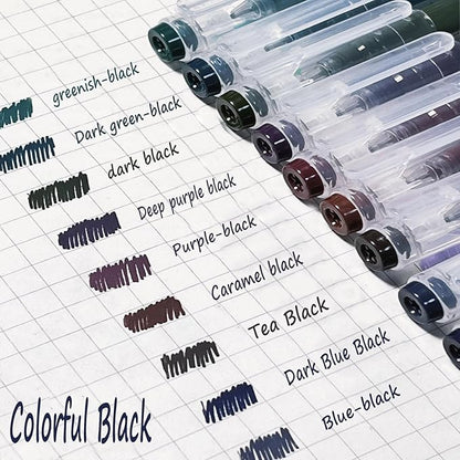 0.5mm Journal Colouring Pens, Assorted Rainbow Colors Pens Set of 9 for Adults Journal Coloring Calligraphy,Made for Everyday Writing, Journals,Drawing,Coloring Books (Splash of Black)