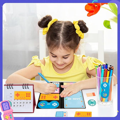 B1ykin Sticky Notes Set - Cartoon Theme Cute Self-Stick Notes Pad Teacher Appreciation Gifts， Self-Adhesive Writing Memo Pages Sticky to Do Notepad for Kids Employee School Office (Black Video Game)