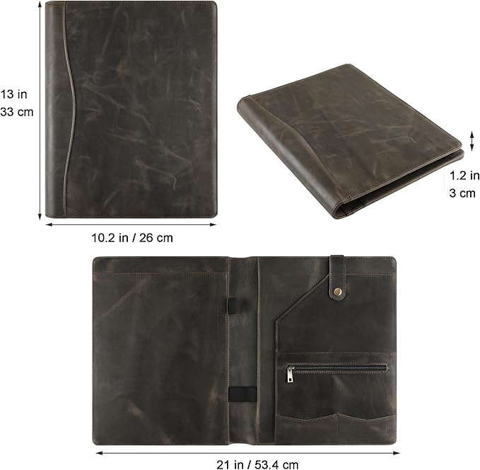 Personalized Leather Portfolio for Lefty, Engraved Leather Notepad Portfolio Binder, Custom Leather Legal Pad Padfolio, Christmas Gift for Him/Her (Notepad, Grey-Custom)