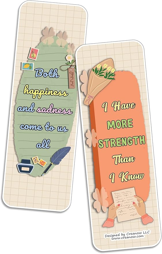 Creanoso Grief and Loss Affirmation Bookmarks (20-Sets x 6 Cards) – Daily Inspirational Card Set – Interesting Book Page Clippers – Great Rewards for Adults and Professionals
