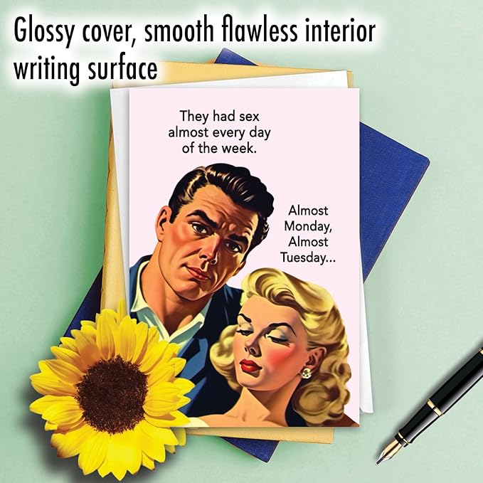 NobleWorks, Funny Anniversary Greeting Card with 5 x 7 Inch Envelope (1 Card) Couple, Husband, Wife, Parents Anniversary Congratulations Almost Every Day C10850ANG