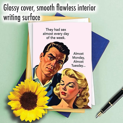 NobleWorks, Funny Anniversary Greeting Card with 5 x 7 Inch Envelope (1 Card) Couple, Husband, Wife, Parents Anniversary Congratulations Almost Every Day C10850ANG