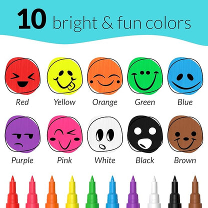 10 Extra Fine Tip Chalk Markers for Chalkboard Signs, Blackboard, Window, Labels, Bistro, Glass, Car (10 Pack, 1mm) - Wet Wipe Erasable Ink Chalkboard Markers, Liquid Chalk Pens