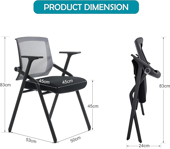 Conference Room Chairs, Folding Office Desk Chair with Lumbar Support and Sliding Armrest, Stackable Office Guest Chairs & Reception Chairs(12 Pack)