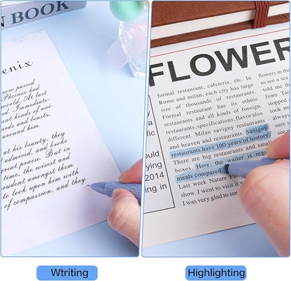 Tetragonal tree- 12Pcs Gel Pens Set, 11Pcs Black Ink Pens and 1Pcs Highlighter, Retractable 0.5mm Fine Point Cute Note Taking Pens for Office School (Navy bluen)