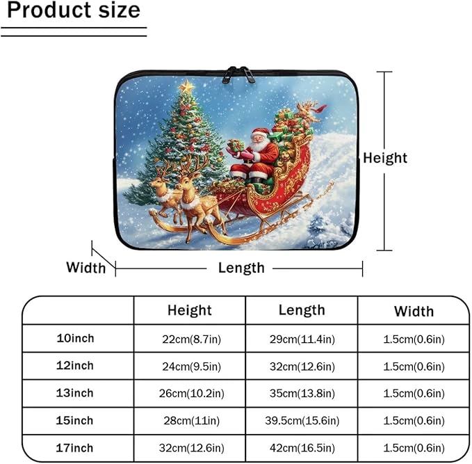 Christmas Deer Laptop Sleeve for Women 12 inch Lap Top Case Slightly Laptop Pouch with Humanize Design Computer Carrying Case Easy to Clean Laptop Accessories Reindeer Tablet Bag