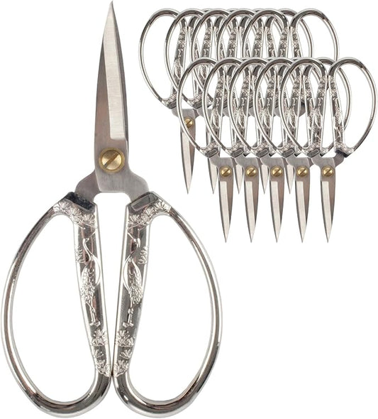 JubileeYarn Crane Motif Small Embroidery Craft Scissors - Brushed Nickel - 10 Scissors