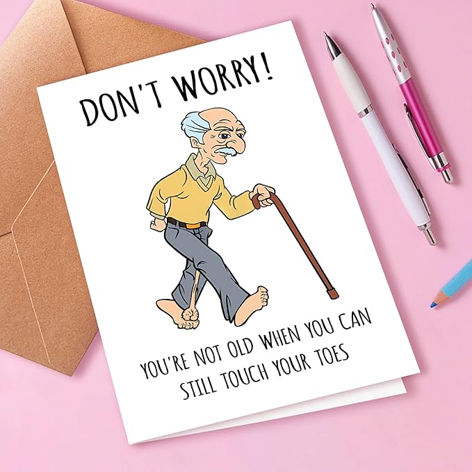 Funny Birthday Card for Him, Husband, Dad, Grandfather; Greeting Card for Men, Old Age; 50th, 60th, 70th Birthday