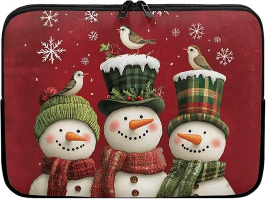 Cute Snowman Laptop Protective Sleeve for Women 10 inch Computer Sleeve Bag Christmas Neoprene Lap Top Case Suitable Gifts for Travel School Office Neatly Organizers Laptop Accessories