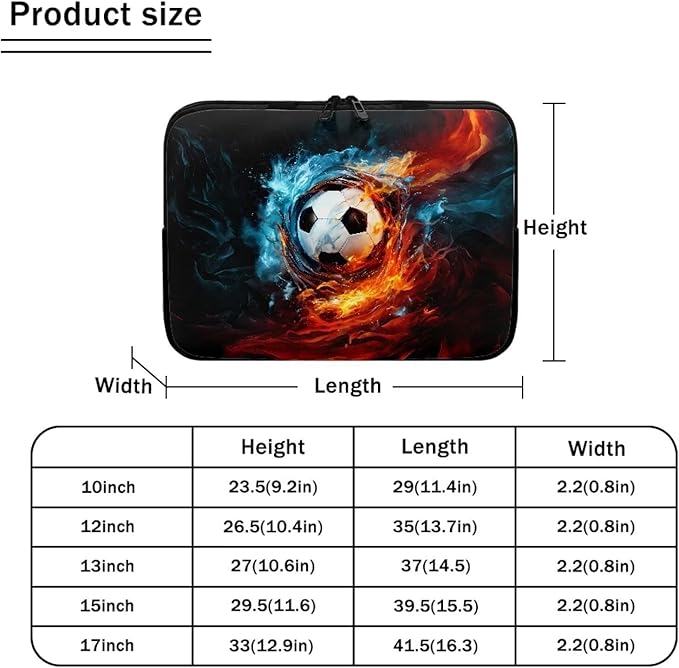 Football Lap Top Case for Men Boys 15 inch Laptop Sleeve Water and Flame Computer Sleeve Bag Portable Laptop Protector with Multiple Uses Ideal Gifts for Women Girls Tablet Bag Briefcase