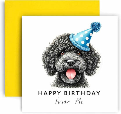 Huxters Birthday Card from the Dog – Portuguese Water Dog - Happy Birthday to Dog Mum and Dog Dad – Birthday Card from the Dog to Friends Family First Birthday (Portuguese Water Dog)
