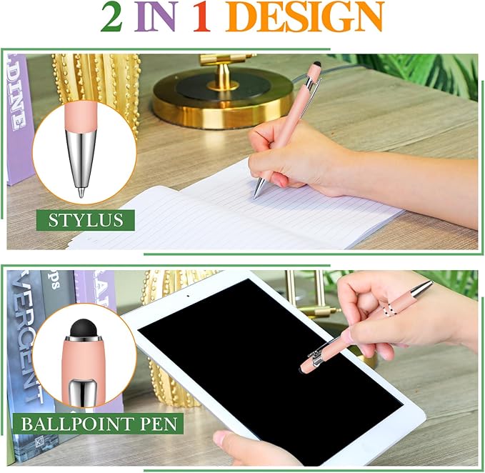 Zonon 38 Pieces Rubberized Ballpoint Pen with Stylus Tip Stylish Metal Pen Capactive Styli Pen with Soft Rubberized Grip, Black Ink Pen for Most Devices (Morandi Colors)