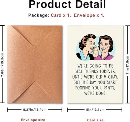 Funny Birthday Card for Sister, Best Friend, Humorous Friendship Cards for Her, Funny Poopy Pants Friend Card for Bestie, Birthday Gifts for Sister