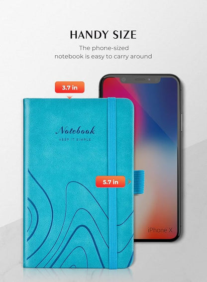 AISBUGUR Pocket Notebook, Small Notebook, 2-Pack Total 320 Pages,3.7" x 5.7" Pocket Notebook (2 Pack, Sky Blue Wave)