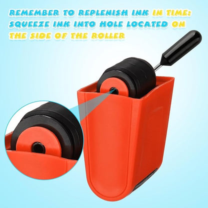 Sherr 2 Handwriting Line Stamp Roller Dashed Handwriting Lines Practice Roller Stamp for Kids, Teachers Kindergarten Education Classroom Back to School Need(2.72 x 2.44 x 1.54 Inch,Orange)