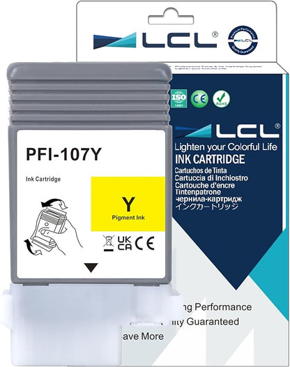 LCL PFI-107 Yellow 130-ml Ink Cartridge Replacement for Canon PFI-107 PFI-107Y PFI107Y for Canon ImagePROGRAF iPF670 iPF680 iPF685 iPF770 iPF780 iPF785 Printers (1-Pack)