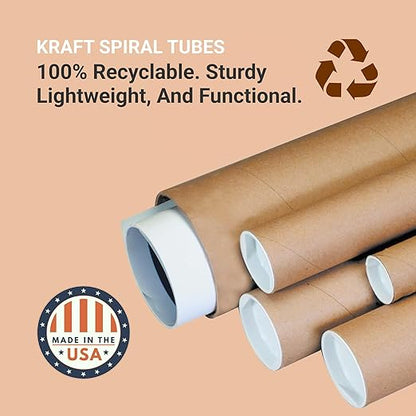 AVIDITI Cardboard Tubes with Caps, 24"L x 2"W x 2"H, Pack of 50 | Poster Tube for Mailing and Storage of Blueprints, Artwork, Crafts, Long Art Holder, 24 inches