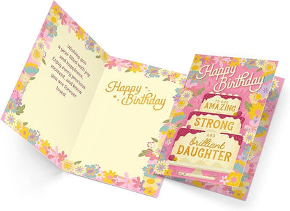 Prime Greetings Daughter Birthday Card, Made in America, Eco-Friendly, Thick Card Stock with Premium Envelope 5in x 7.75in, Packaged in Protective Mailer