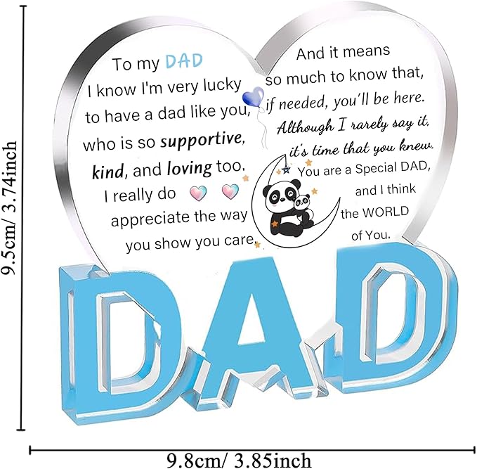 Daddy Gifts for Men Acrylic Plaque Bookmark Set Birthday Gifts for Dad Personalised Heart Keepsake Bookmarker Fathers Day Christmas Gifts for Papa from Daughter Son Dad You are The World