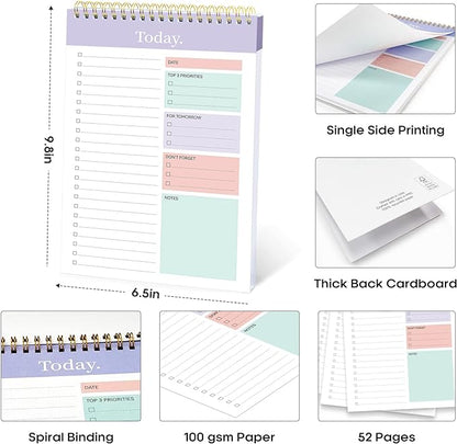 To Do List Pad - To Do List Notebook for Work with 52 Sheets, Undated Daily Planner Perfect for Daily Tasks and Goal Setting, To Do List Notepad Suitable for Office, Home and School-Violet Dream