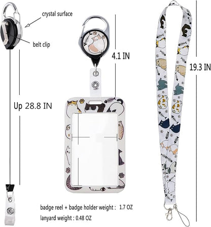 Blue Art Starry Night Lanyard for Keys ID Badge Holder Lanyard & Retractable Badge Reel Clip Cool Van Gogh Key Lanyard for Women Men Girls for ID Badges Nurse Neck Lanyard ID Holder