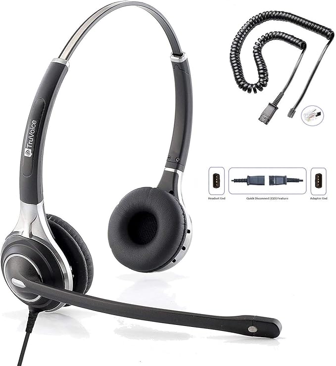 TruVoice HD-750 Wired QD Headset with HD Sound and Ultra Noise Canceling Microphone - Compatible with Cisco 6xxx, 78xx and 88xx Series Phones and 7931 7940 7941 7942 7945 7960 7961 7962 7965 7970 7975
