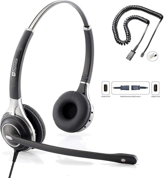 TruVoice HD-750 Premium Office/Call Center Headset with Noise Canceling Microphone - Compatible with Mitel, Nortel, Avaya, Poly, Polycom, Shoretel, Aastra, Digium, ESI and Fanvil Desk Phones