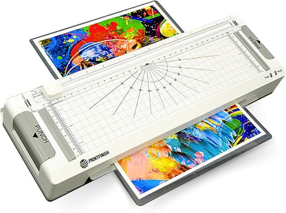 4-in-1 Office Laminator - Versatile Laminating Machine -with 2-Hole Punch, Straight Paper Trimmer, Round Corner Cutting Machine and Hot Lamination for Home Office School