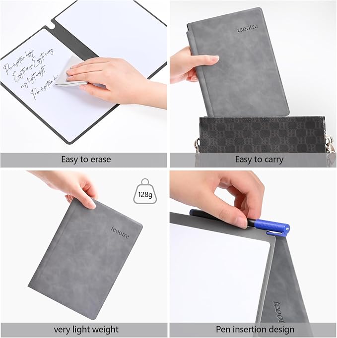 Portable Dry Erase Board,Portable White Board,Small Dry Erase Board,Foldable,Erasable,Repeatable,9.5 * 6.6 inches,for Office,Home,School,Study,Meeting(Grey)