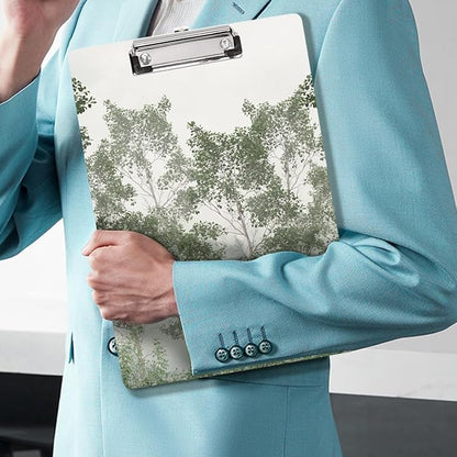 WAVEYU Cute Clipboard, Decorative Office School Fashion Hardboard Wood Nursing Clip Board for Standard A4 Letter Size for Students, Women,12.5"x 9", Green