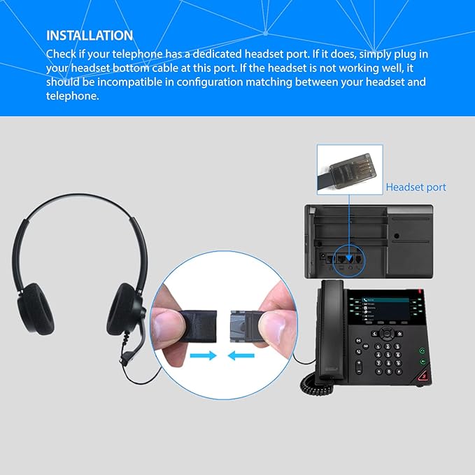 IPD IPH-165 Phone Headset with Noise Cancelling Microphone for Office and Call Center-Compatible with Avaya 1608 1616 9601 9608 9611 9611G 9620 9621 9630 9631 9640 9641 9650 9670 J139 J159 J169 J179