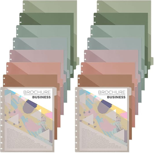 2Set 8 Tab Discbound Notebook Dividers with Pockets Letter Size Disc Planner Pocket 8.5 x 11 Plastic Binder Disc Bound Notebook Divider for School Office Subject Document Discbound System