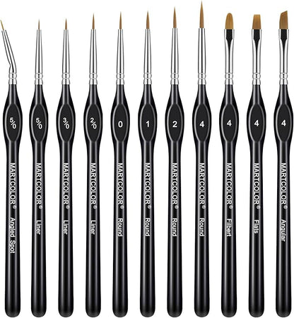 Detail Paint Brush Set,11pcs Miniature Paint Brushes for Fine Detailing, Art Painting, Micro Paint Brush Set for Acrylic, Watercolor, Oil, Paint by Number, Citadel, Figurine, Models, 40k