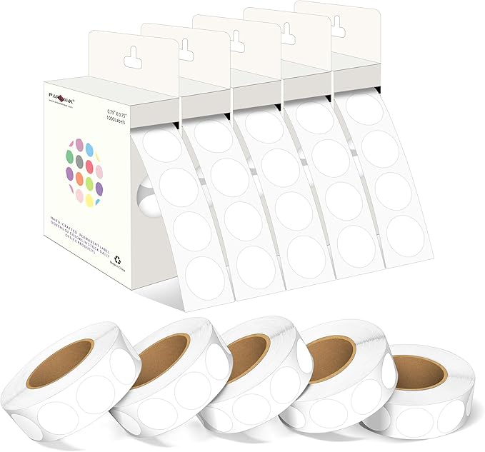 PARLAIM 3/4 Inch Roll Color Coding Labels,10000 per 10 Rolls Round Permanent Adhesive Color Coding Circle Dot Stickers for Office Home (White)