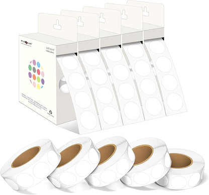 PARLAIM 3/4 Inch Roll Color Coding Labels,10000 per 10 Rolls Round Permanent Adhesive Color Coding Circle Dot Stickers for Office Home (White)