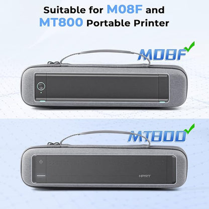 Odaro Portable Printer Storage Travel Carry Case, Compatible with M08F Letter, M08F A4, MT800 Thermal Printer, Compact and Lightweight, Waterproof and Shock Proof - Grey