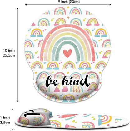 Ergonomic Mouse Pad with Wrist Support,Inspirational Be Kind Rainbow Mouse Pad with Wrist Rest,Relieve Wrist Pain Mousepad Non-Slip Rubber Base,Mouse Pads for Desk,Computers,Laptop,Office,Accessories