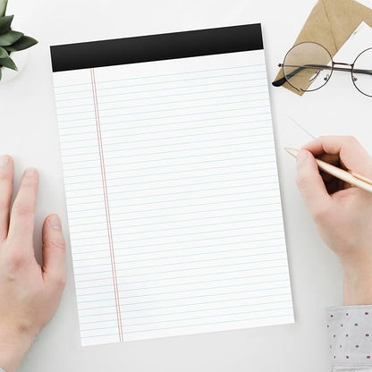 12 Pack of Legal Pads 8.5 x 11.75 College Ruled Notebook White Paper Note Pad Narrow Ruled 30 Sheets Notepads Perforated Writing Pad Clear Print 8x11 Legal Pads Pads of Paper