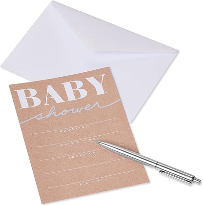 American Greetings Baby Shower Invitations with Envelopes, Kraft Style (25-Count)