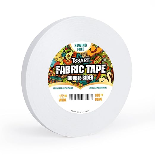 Fabric Tape - Double-Sided, Strong Adhesive Cloth Tape, No Sewing or Ironing, Gluing, Alterations and Hemming - 1/2inch Wide, 180FT Long