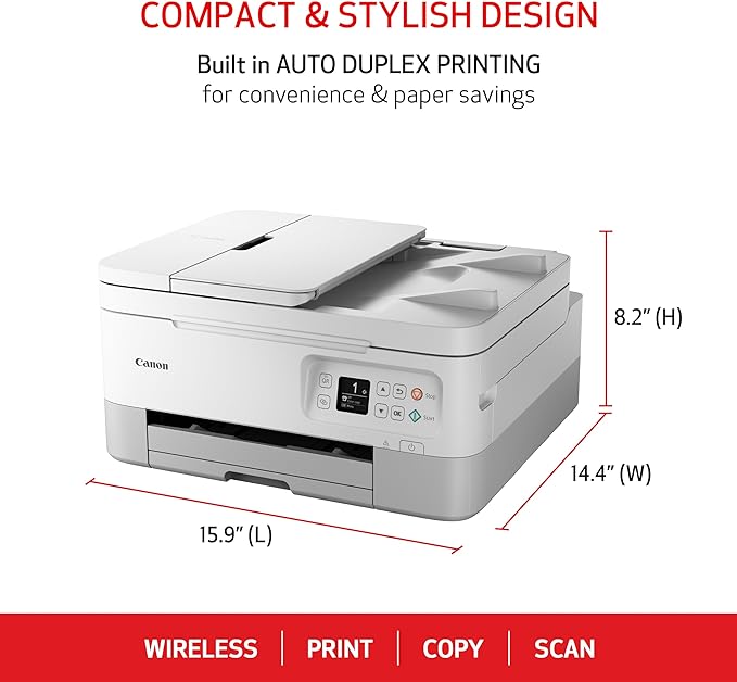 Canon PIXMA TR7020a All-in-One Wireless Color Inkjet Printer, with Duplex Printing, Mobile Printing, and Auto Document Feeder, White