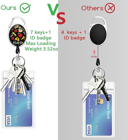 Cute Teacher Lanyards for Id Badges and Keys, Retractable ID Badge Holder with Detachable Lanyard, Fashionable Badge Reel Heavy Duty with Carabiner Clip, Nurse Teacher Office Gifts