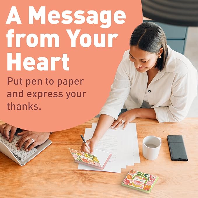 S&O Thank You Cards with Envelopes - Blank Stylish papers for Handwritten Messages -Set of 24 decor sheets and Envelopes - Assorted cute Cards with Stylish Color covers to Mix & Match