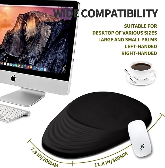 Hokafenle Ergonomic Mouse Pad Wrist Support, Terraced Slope Carpal Tunnel Wrist Pad for Mouse with Unibody Memory Foam, Wrist Rest Pain Relief Mousepad (Dark Night, 11.8x7.9 in)