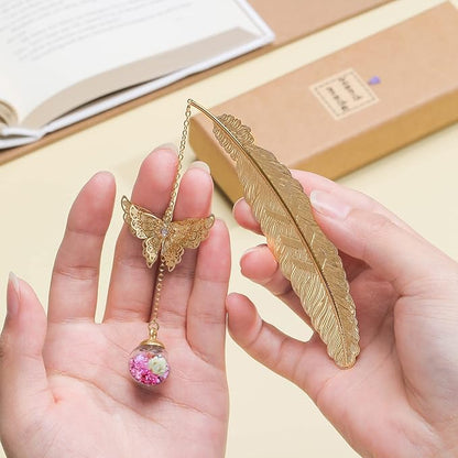Vintage-Style Metal Feather Bookmark Mothers Day Gifts Valentine's Day Christmas Stocking Stuffers Butterfly Bookmarks for Women Mom Lady Readers Teacher Appreciation Gifts