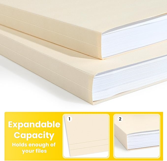 SUNEE File Folders, 30 Pack Manilla Folders 8.5 x 11, 1/3 Cut Tab for Easy Labeling and Organization, Durable Standard Paper for Home, Office, School Filing