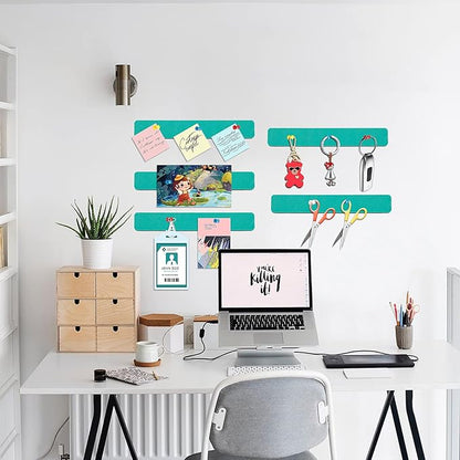 Felt Pin Board Bar Strips Bulletin Board for Bedrooms Offices Home Wall Decoration, Notice Board Self Adhesive Cork Board with 35 Push Pins for Paste Notes, Photos, Schedules