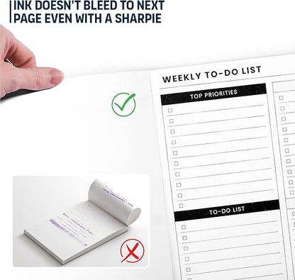 Weekly Planner Pad: To Do List Desk Notepad with Multiple Sections - 8.5x11" 52 Sheets - Undated Tear Off Notebook Calendar - Habit Planning Tracker, Task Goal Checklist Organizer - Agenda Plan Pad